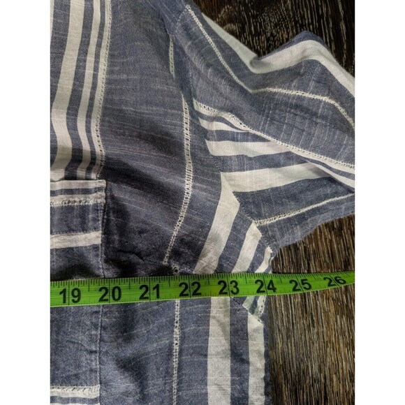 Lucky Brand Women's Blouse 1X Plus White  Blue Button Up Pockets Long Sleeve 103 - Picture 8 of 9